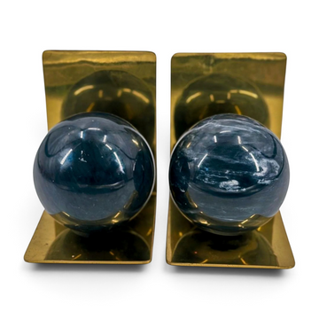 Vintage Brass & Marble Bookends