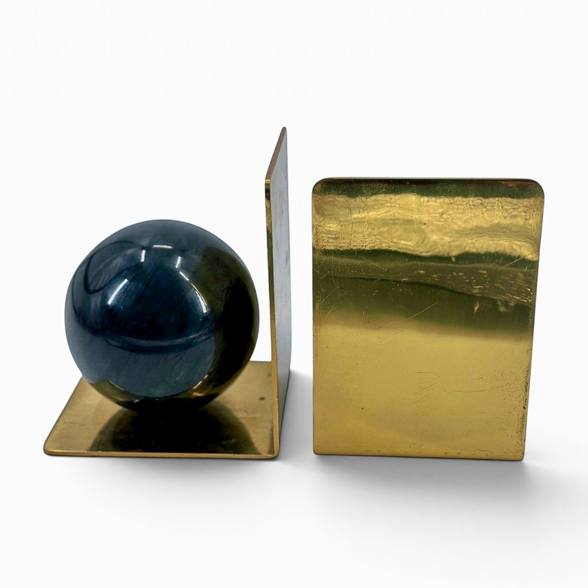 Vintage Brass & Marble Bookends