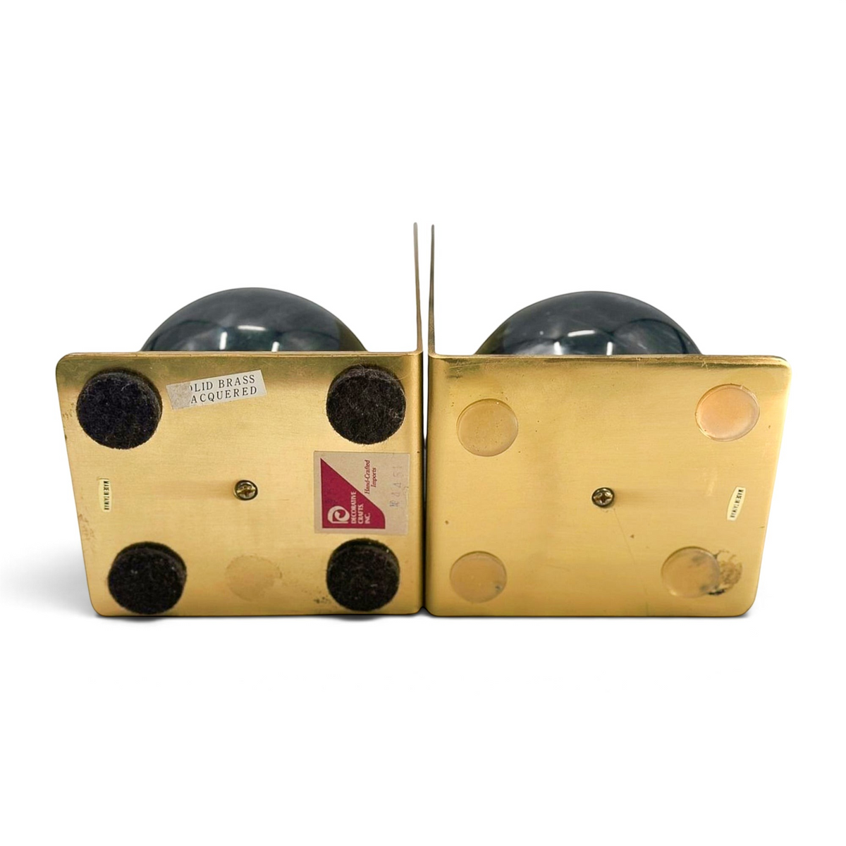 Vintage Brass & Marble Bookends