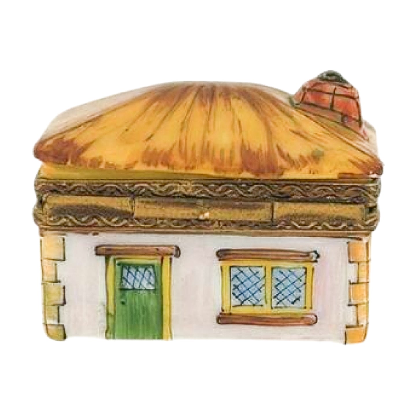 Limoges Hand-Painted Cottage Trinket Box | Peint Main France