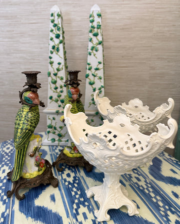 Reserved: Parrot Candlesticks, Italian Compots, Ivy Obelisks