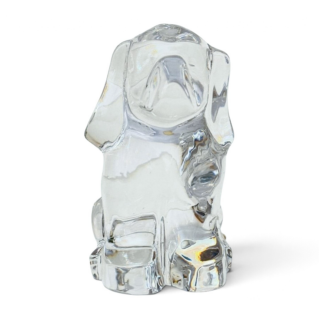Orrefors Crystal Dog Figurine | Clear Swedish Art Glass