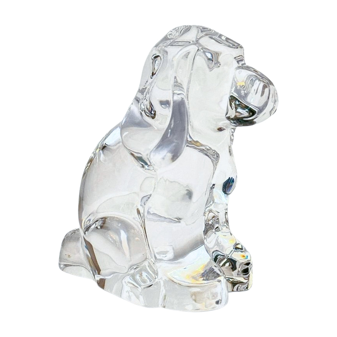 Orrefors Crystal Dog Figurine | Clear Swedish Art Glass