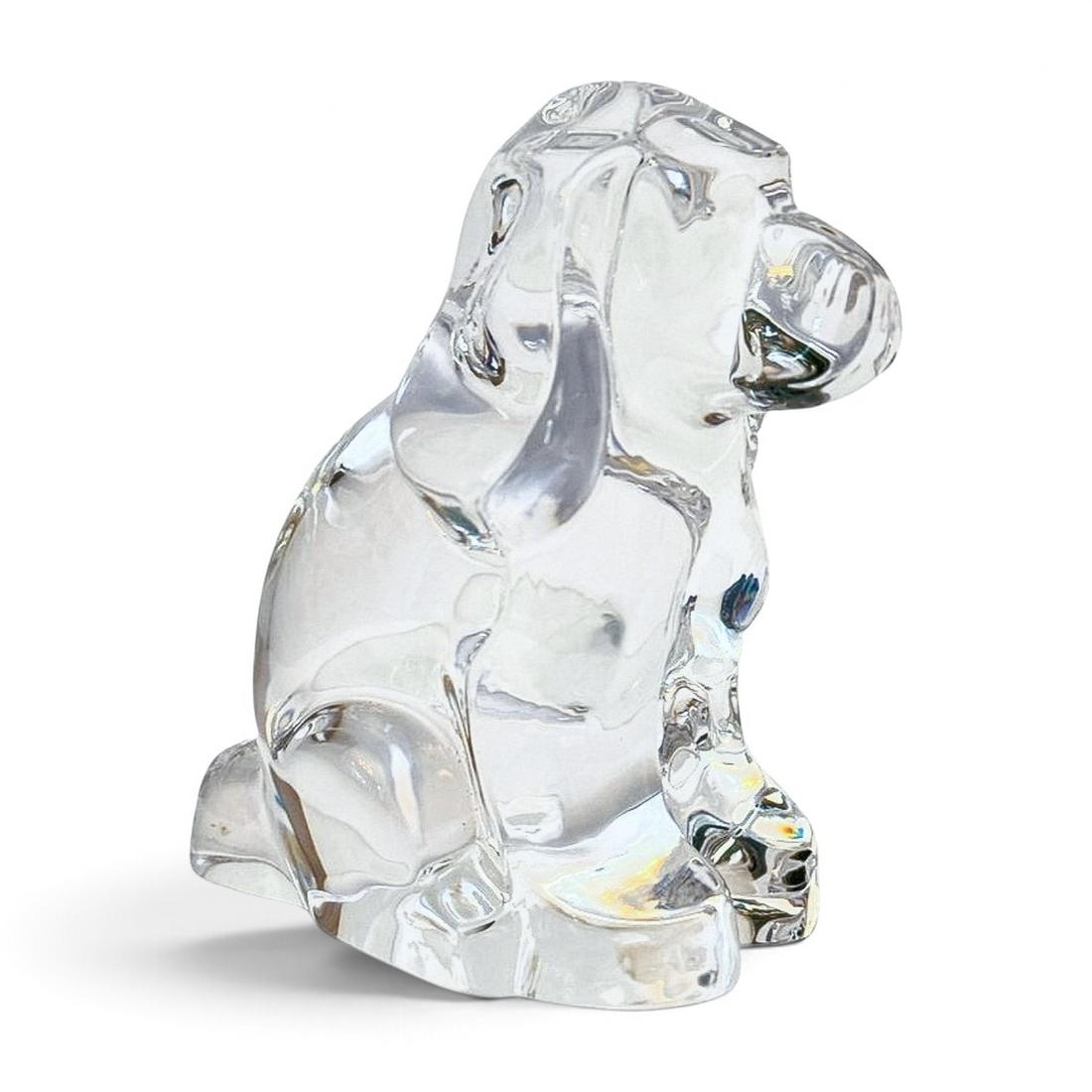 Orrefors Crystal Dog Figurine | Clear Swedish Art Glass