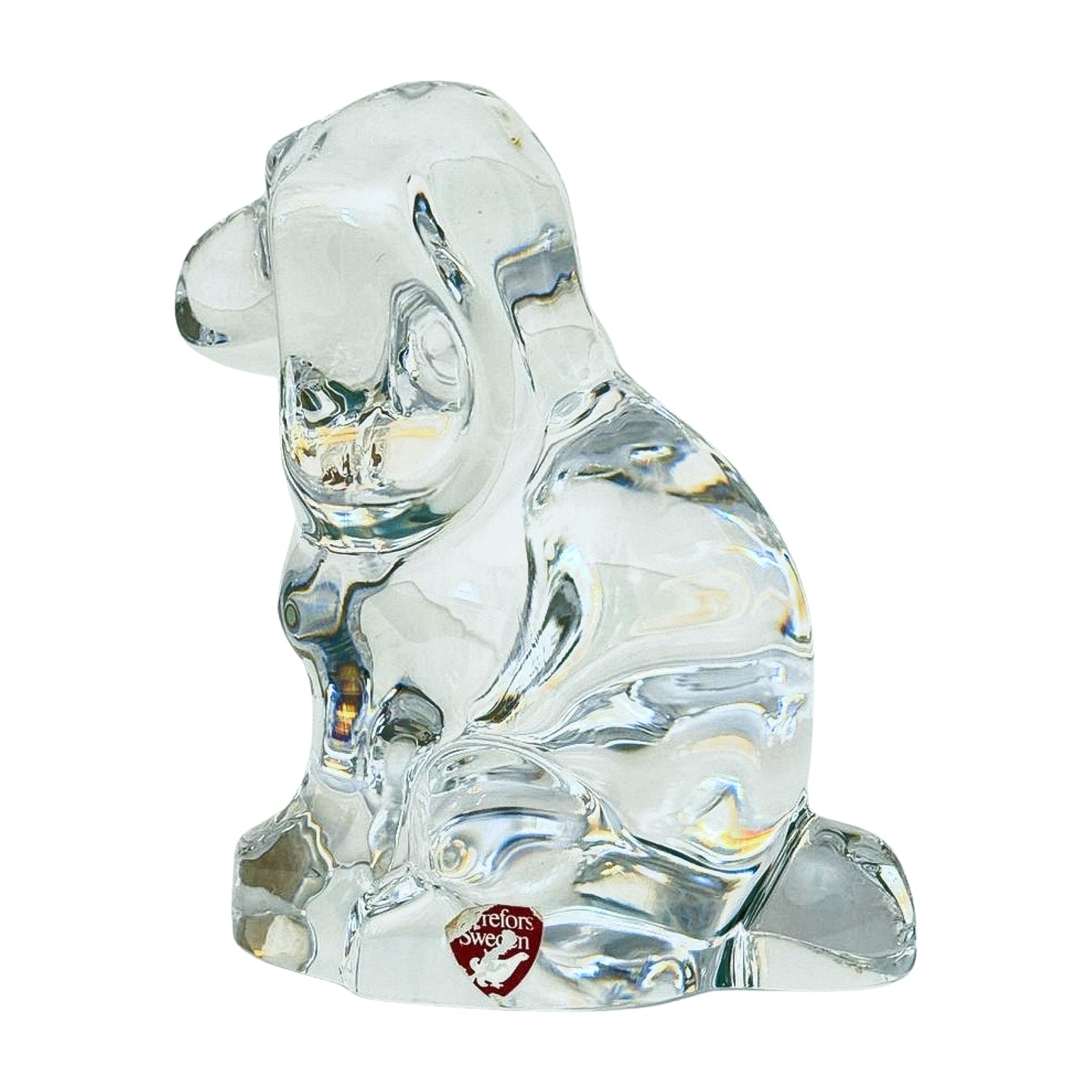 Orrefors Crystal Dog Figurine | Clear Swedish Art Glass