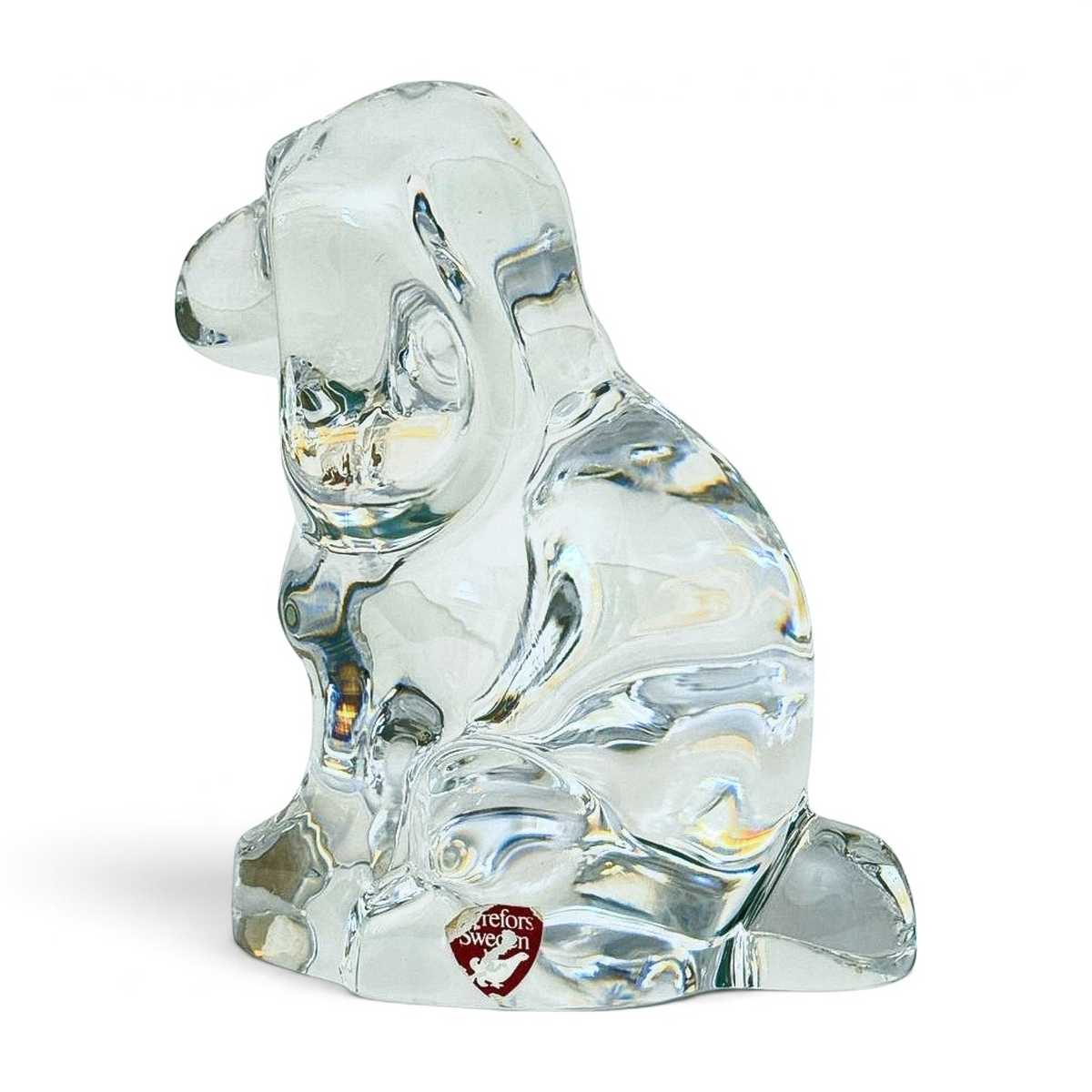 Orrefors Crystal Dog Figurine | Clear Swedish Art Glass