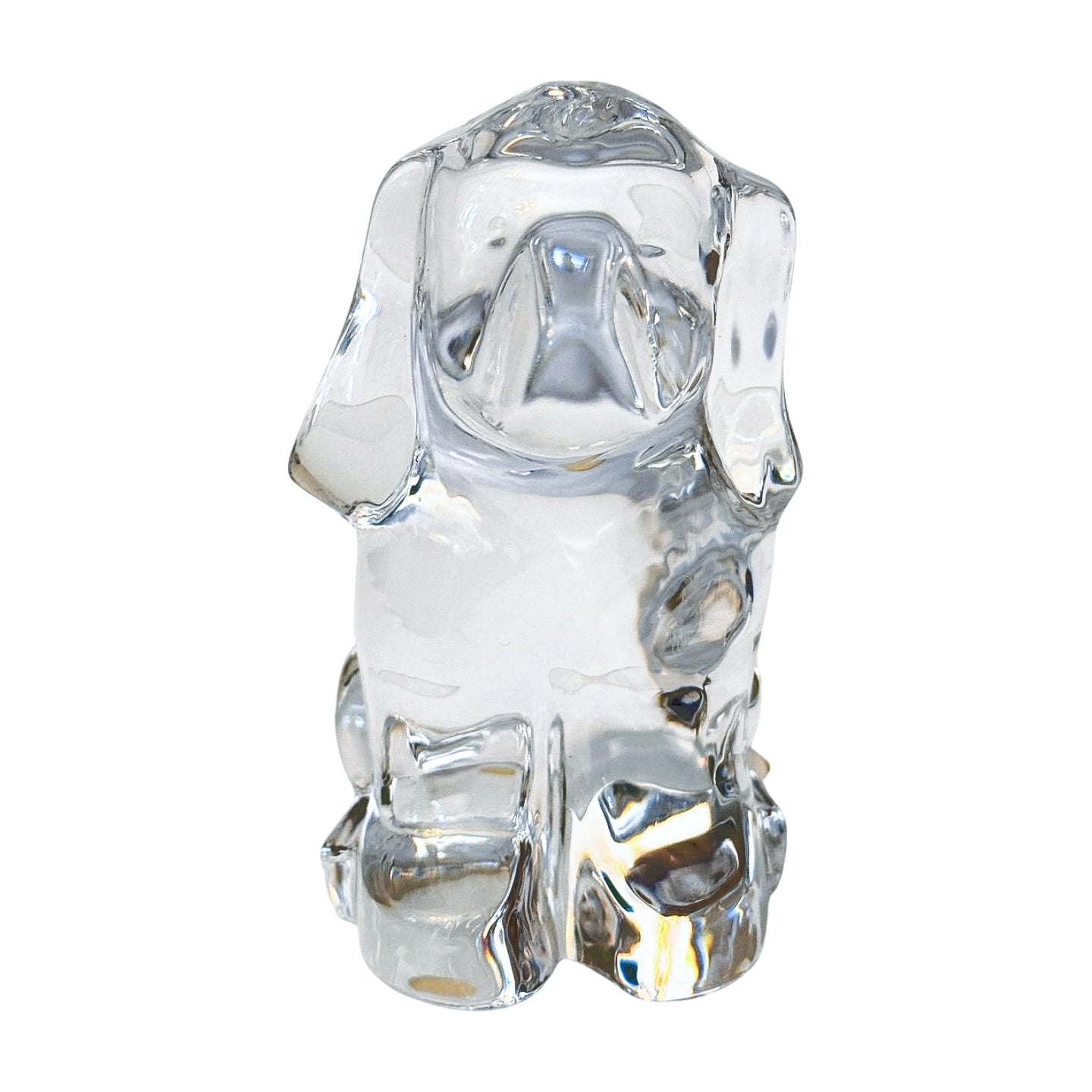 Orrefors Crystal Dog Figurine | Clear Swedish Art Glass