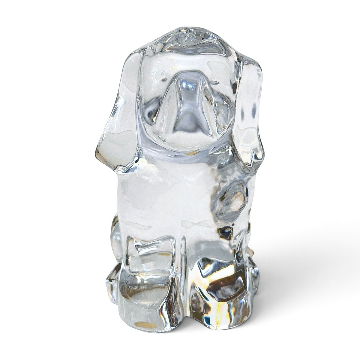 Orrefors Crystal Dog Figurine | Clear Swedish Art Glass