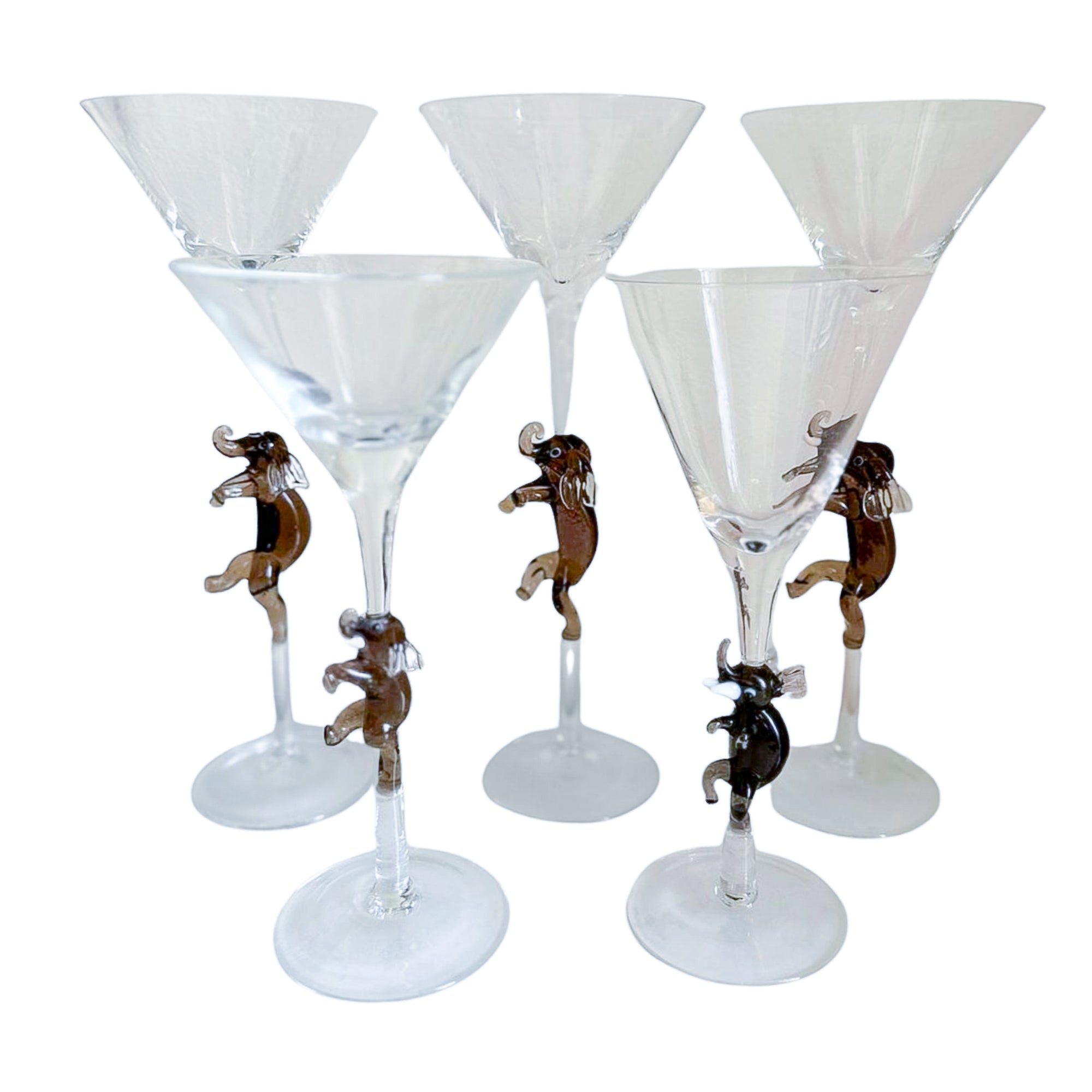 Vintage Elephant Stem Martini Glasses