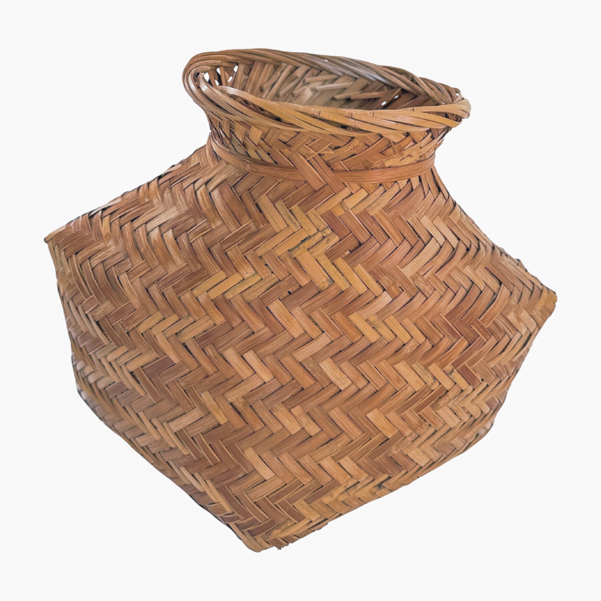 Vintage Zigzag Weave Basket