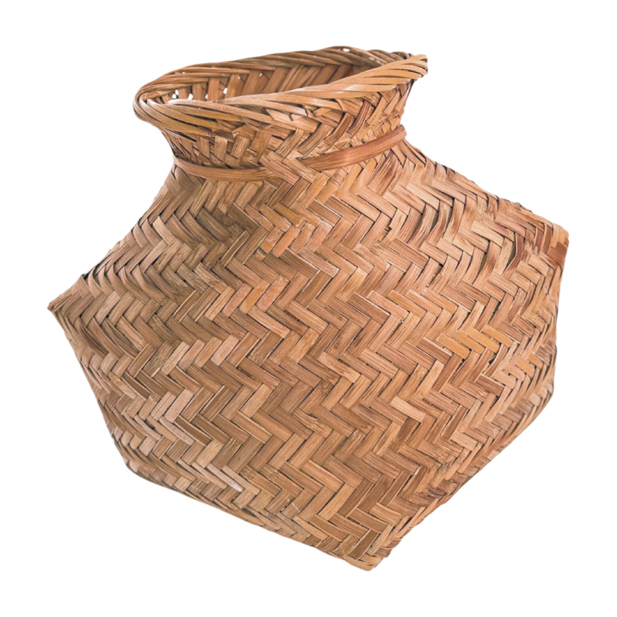 Vintage Zigzag Weave Basket