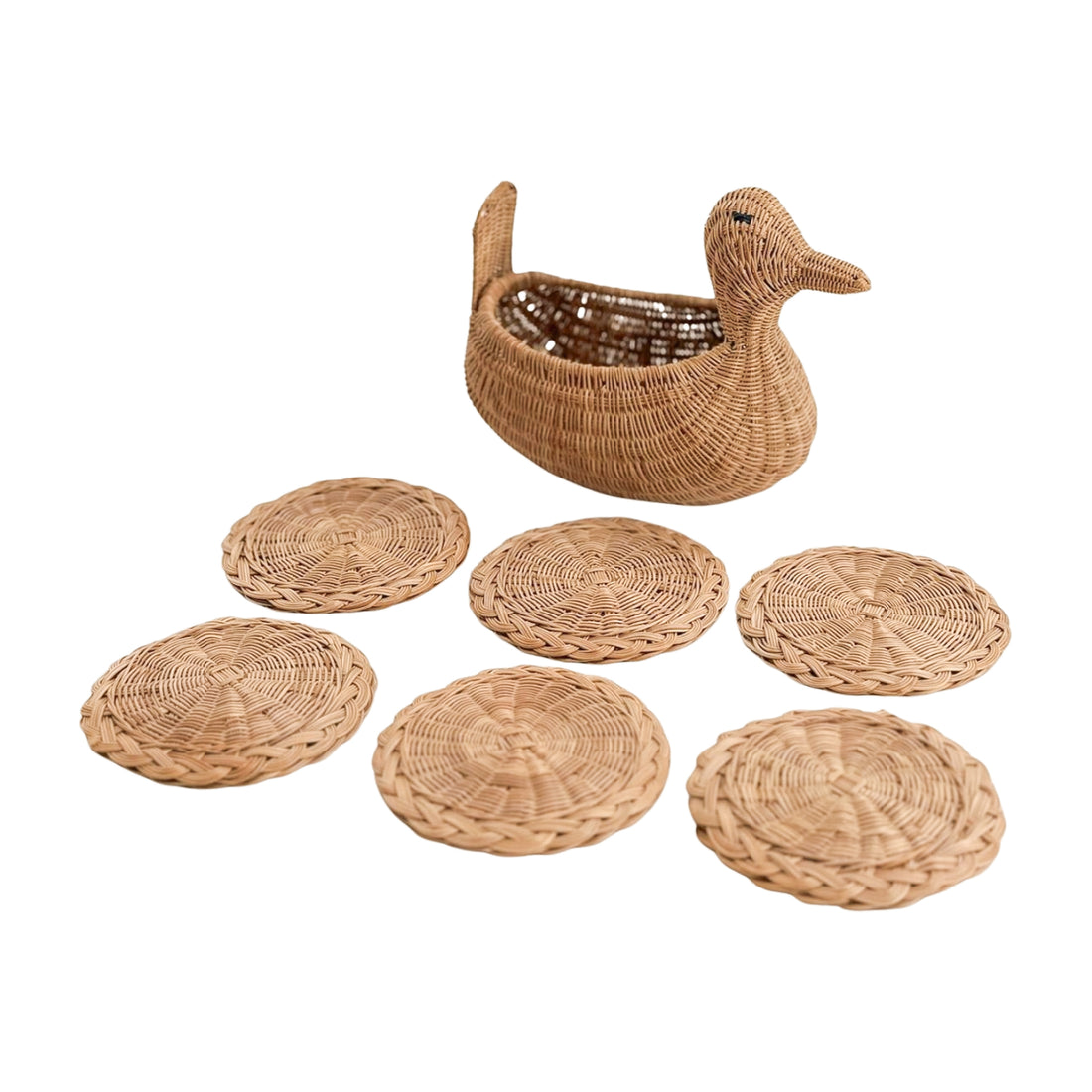 Vintage Wicker Duck Coaster Set