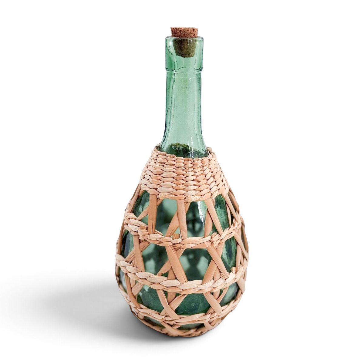 Vintage Woven Glass Bottles (Set of 3)