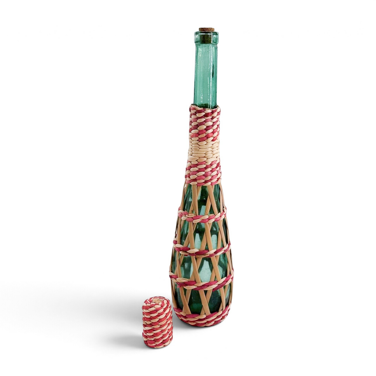 Vintage Woven Glass Bottles (Set of 3)