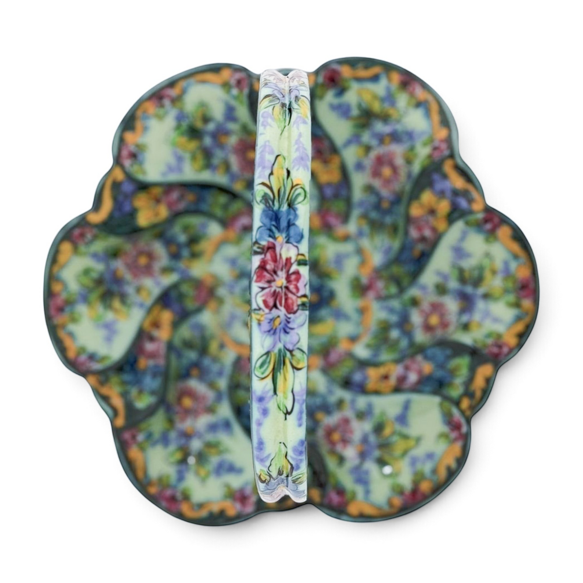 Vintage Majolica Basket Dish