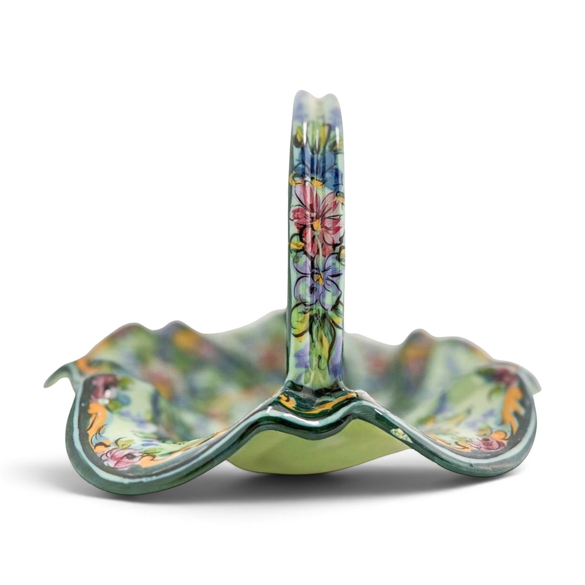 Vintage Majolica Basket Dish