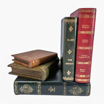 Vintage Leather Book Sculpture