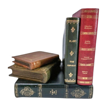 Vintage Leather Book Sculpture