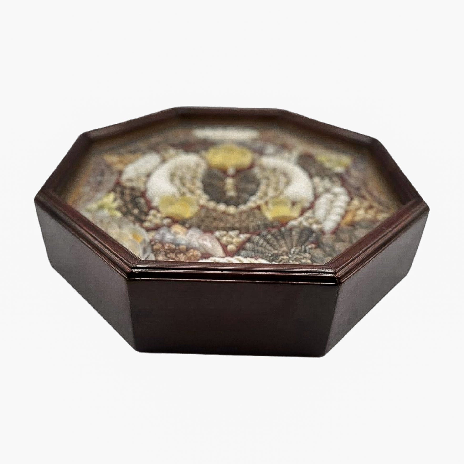 Antique Sailor’s Valentine Shellwork in Octagonal Wooden Case