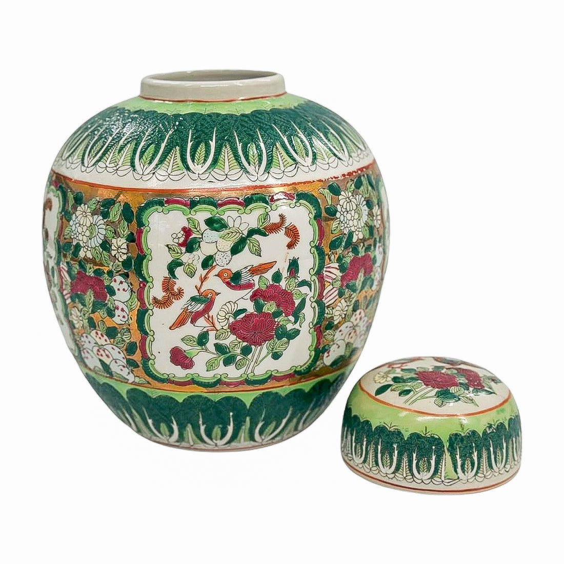 Vintage Famille Verte Ginger Jar