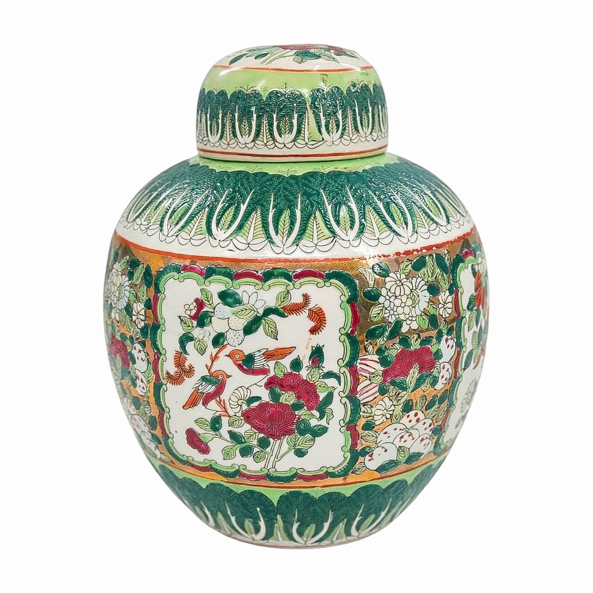 Vintage Famille Verte Ginger Jar
