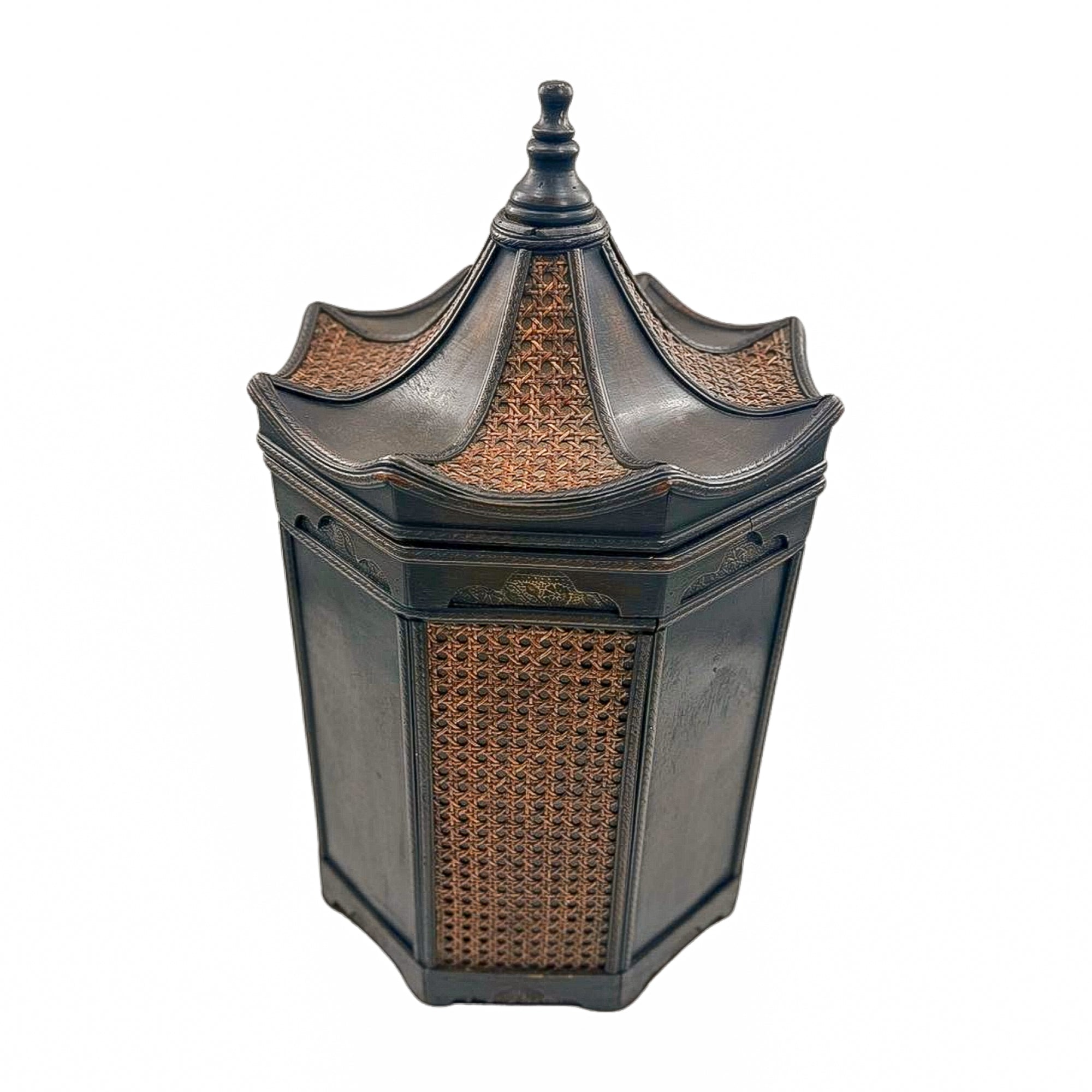Vintage Cane Pagoda Bin