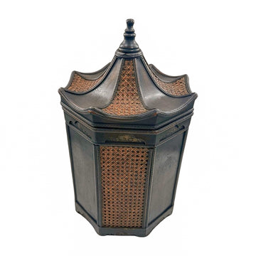 Vintage Cane Pagoda Bin