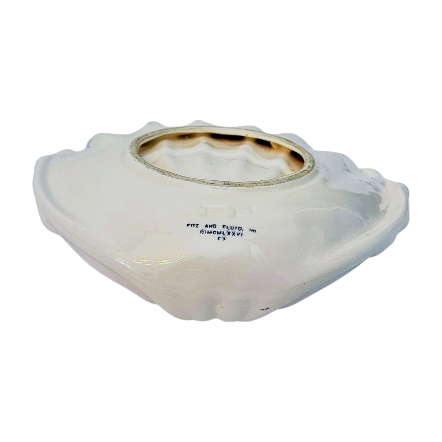 Fitz and Floyd Shell Dish | Coral Glaze with Cream Edge