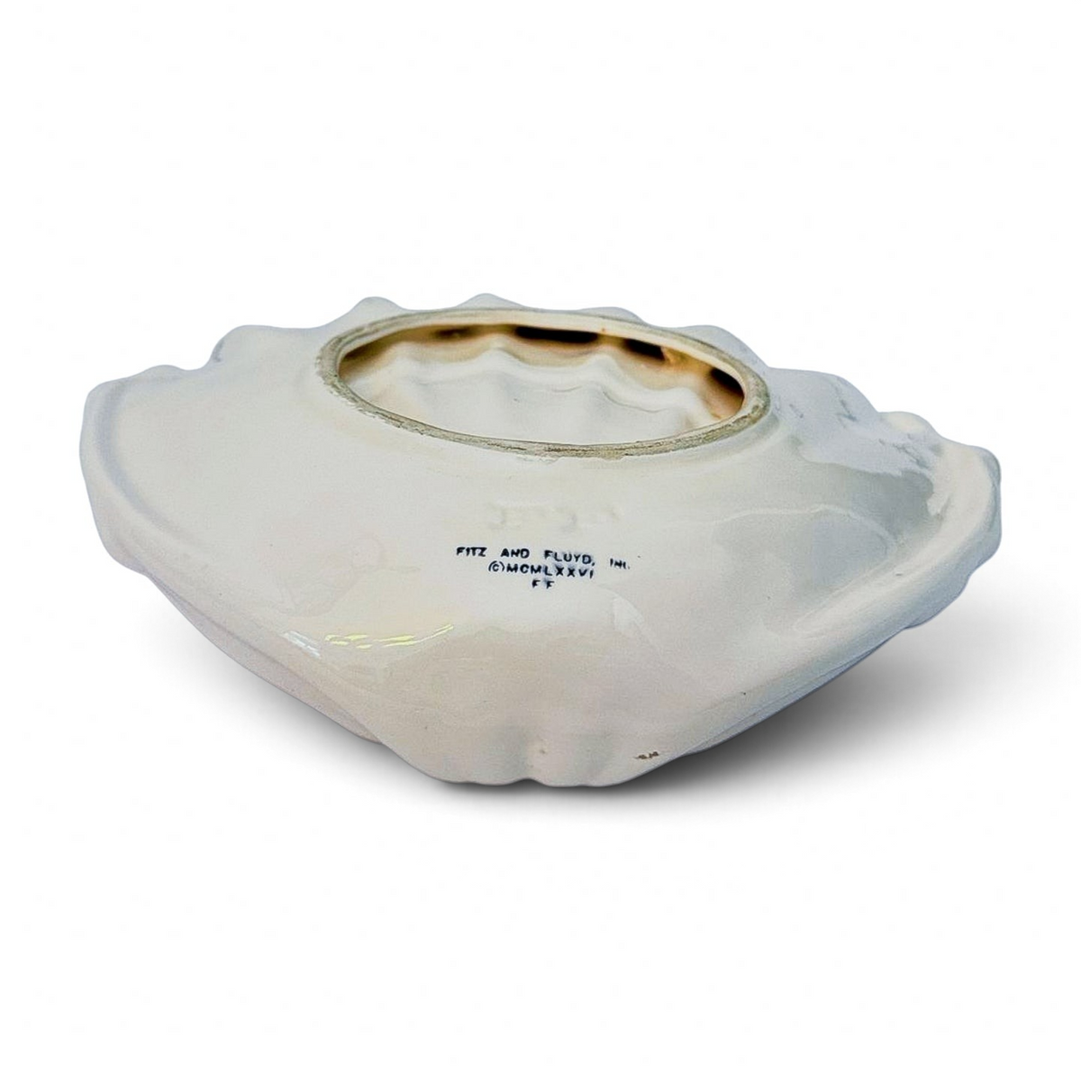 Fitz and Floyd Shell Dish | Coral Glaze with Cream Edge
