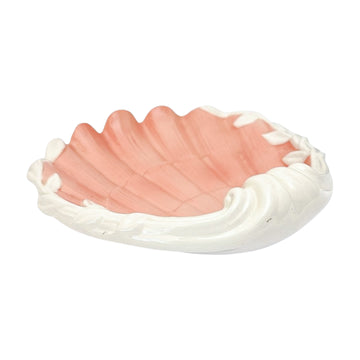 Fitz and Floyd Shell Dish | Coral Glaze with Cream Edge
