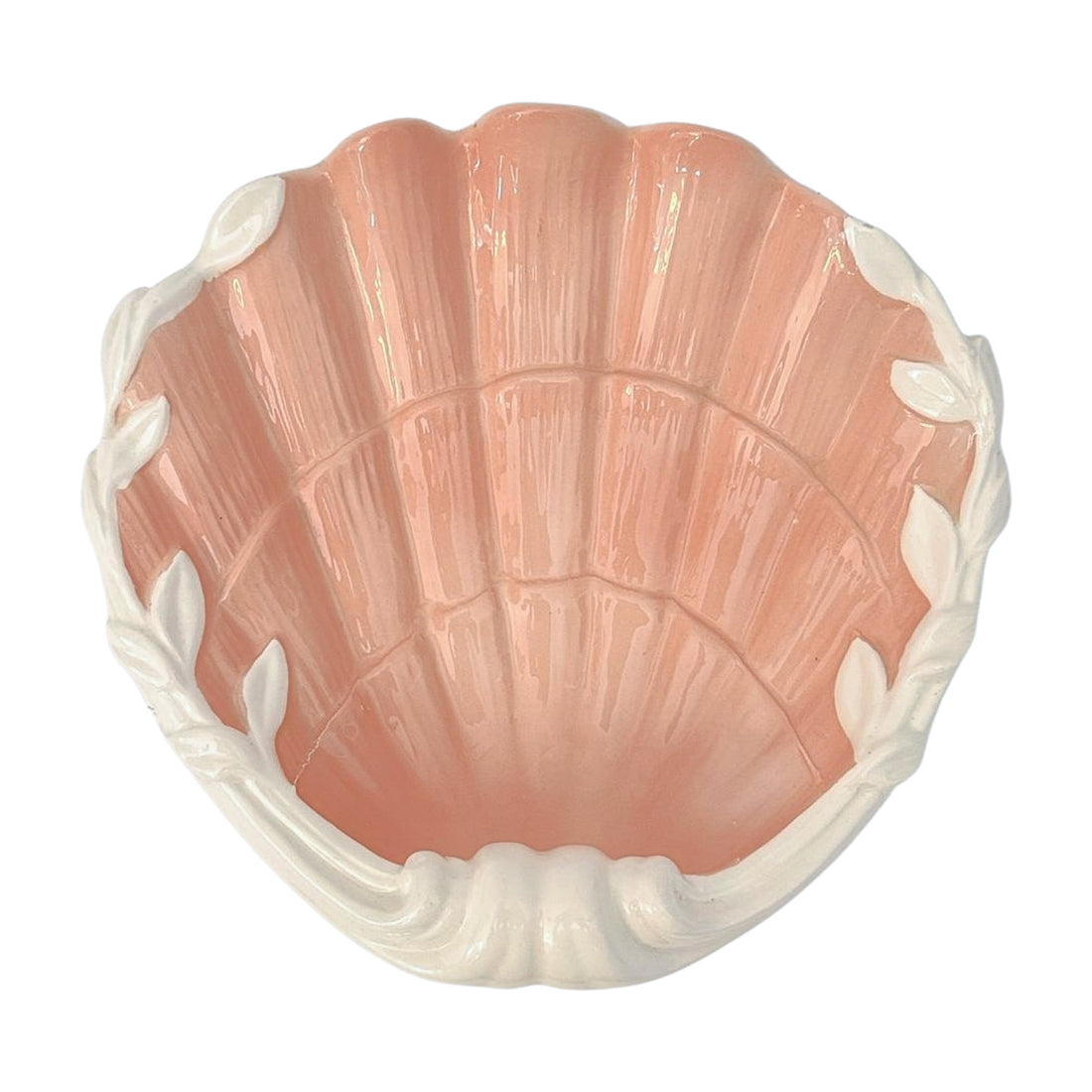 Fitz and Floyd Shell Dish | Coral Glaze with Cream Edge