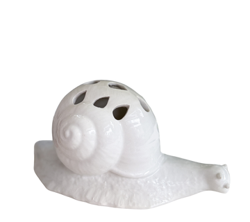 Mottahedeh White Ceramic Snail Flower Frog