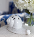Mottahedeh White Ceramic Snail Flower Frog