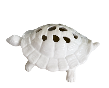 Mottahedeh White Ceramic Turtle Flower Frog