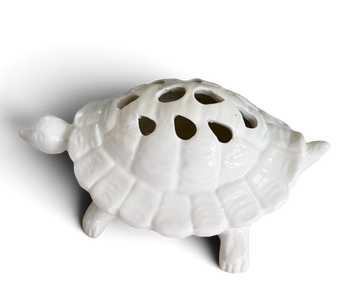Mottahedeh White Ceramic Turtle Flower Frog