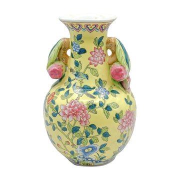Vintage Bird & Peony Vase